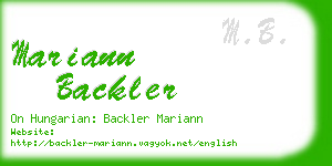 mariann backler business card